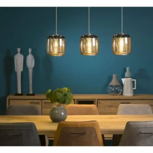 Luminaires Lucide Suspension Lucide ERYN Chrome, 3 lumières* Lampes En Verre