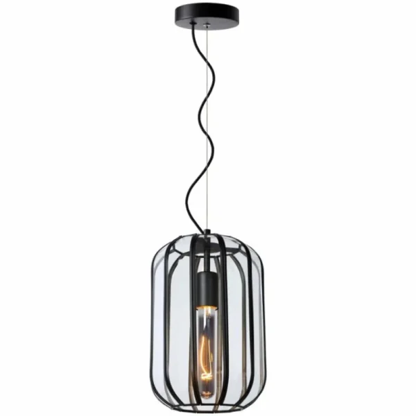 Luminaires Lucide Suspension Lucide FERN Noir, 1 lumière* Lampes En Verre