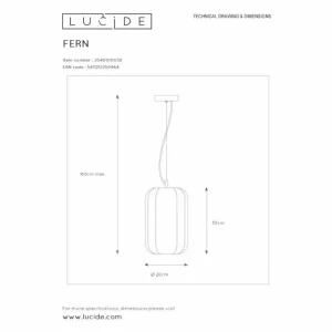 Luminaires Lucide Suspension Lucide FERN Noir, 1 lumière* Lampes En Verre