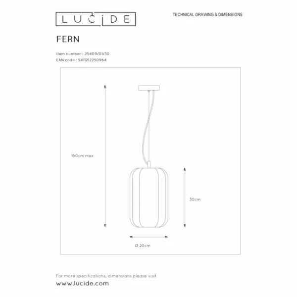 Luminaires Lucide Suspension Lucide FERN Noir, 1 lumière* Lampes En Verre