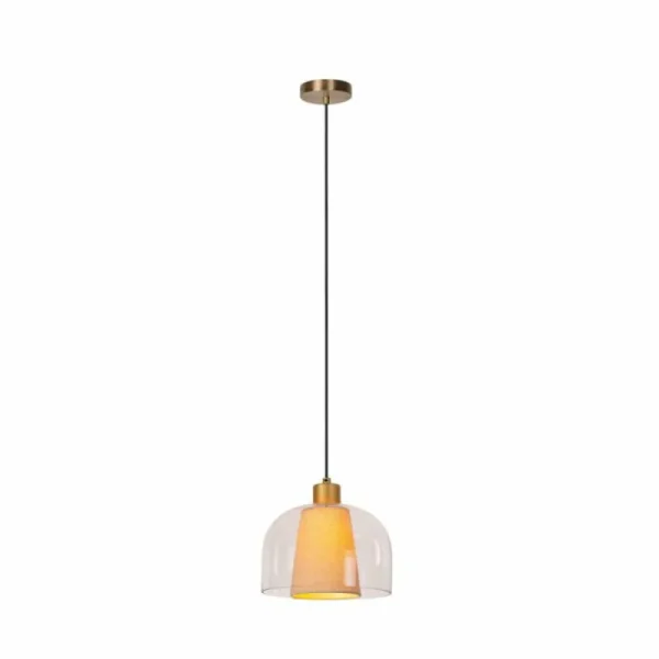 Luminaires Lucide Suspension Lucide GUNHILD Or, Laiton, 1 lumière* Lampes En Verre