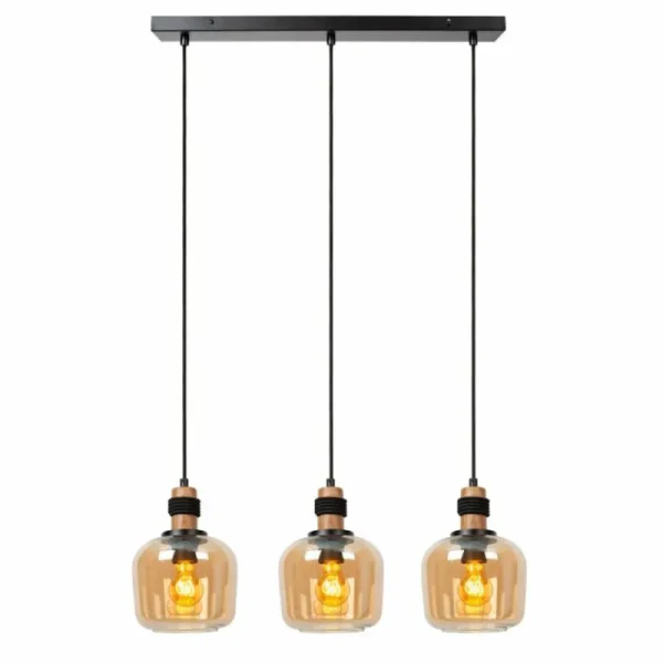 Luminaires Lucide Suspension Lucide ILONA Noir, 3 lumières* Lampes En Verre