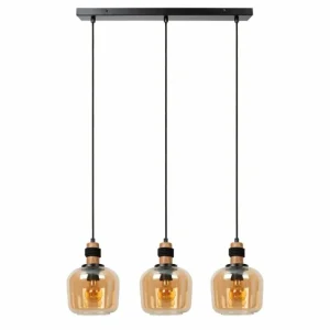 Luminaires Lucide Suspension Lucide ILONA Noir, 3 lumières* Lampes En Verre