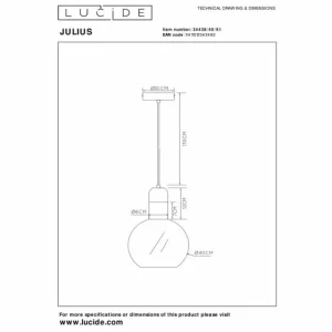 Luminaires Lucide Suspension Lucide JULIUS Blanc, 1 lumière* Lampes En Verre