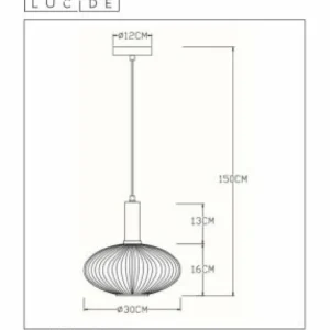 Luminaires Lucide Suspension Lucide MALOTO Or, 1 lumière* Lampes En Verre