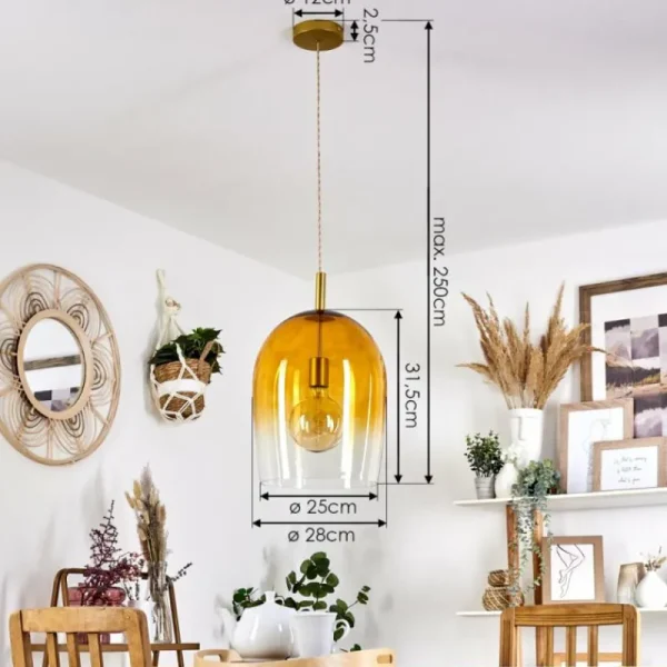 hofstein Suspension Magnano Or, 1 lumière* Lampes En Verre