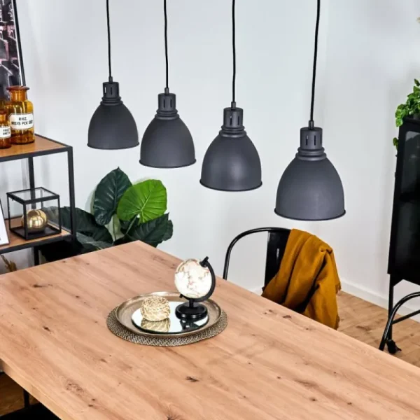 hofstein Suspension Malabe Bois foncé, Noir, 4 lumières* Lampes Modernes