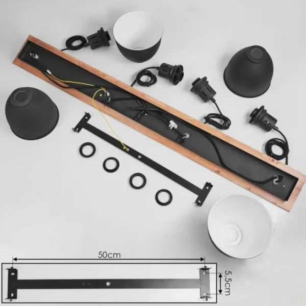 hofstein Suspension Malabe Bois foncé, Noir, 4 lumières* Lampes Modernes