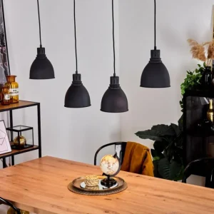 hofstein Suspension Malabe Bois foncé, Noir, 4 lumières* Lampes Modernes