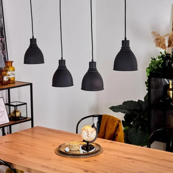 hofstein Suspension Malabe Bois foncé, Noir, 4 lumières* Lampes Modernes
