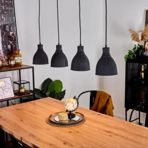 hofstein Suspension Malabe Bois foncé, Noir, 4 lumières* Lampes Modernes