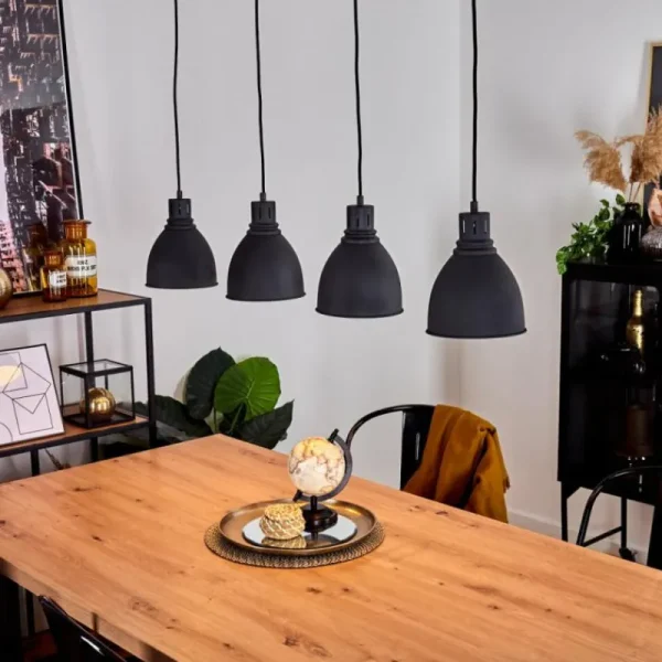 hofstein Suspension Malabe Bois foncé, Noir, 4 lumières* Lampes Modernes