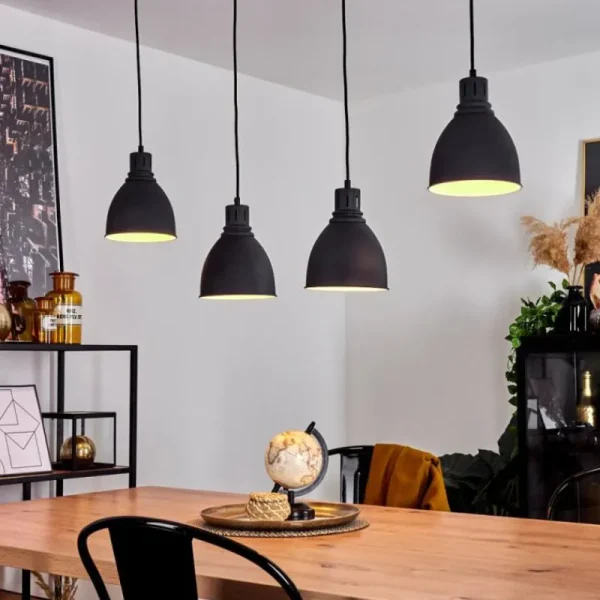 hofstein Suspension Malabe Bois foncé, Noir, 4 lumières* Lampes Modernes