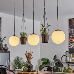 hofstein Suspension Malhadancha Noir, 3 lumières* Lampes En Verre