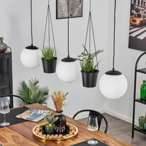 hofstein Suspension Malhadancha Noir, 3 lumières* Lampes En Verre