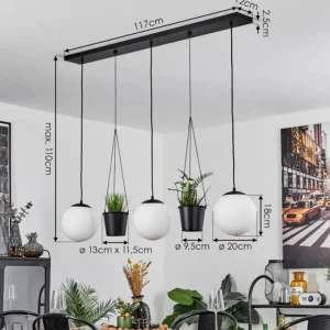 hofstein Suspension Malhadancha Noir, 3 lumières* Lampes En Verre