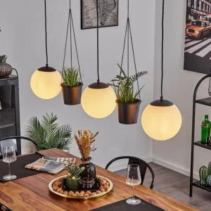 hofstein Suspension Malhadancha Noir, 3 lumières* Lampes En Verre