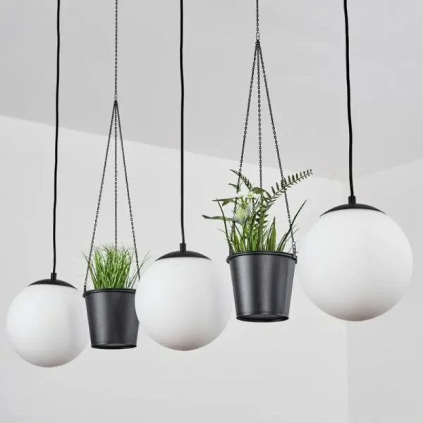 hofstein Suspension Malhadancha Noir, 3 lumières* Lampes En Verre