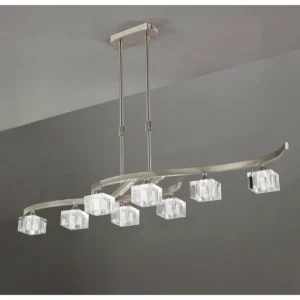 Luminaires Mantra Suspension Mantra Cuadrax Nickel mat, 8 lumières* Lampes En Verre