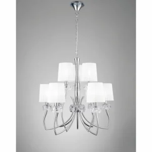 Luminaires Mantra Suspension Mantra LOEWE Chrome, 9 lumières* Lampes En Verre