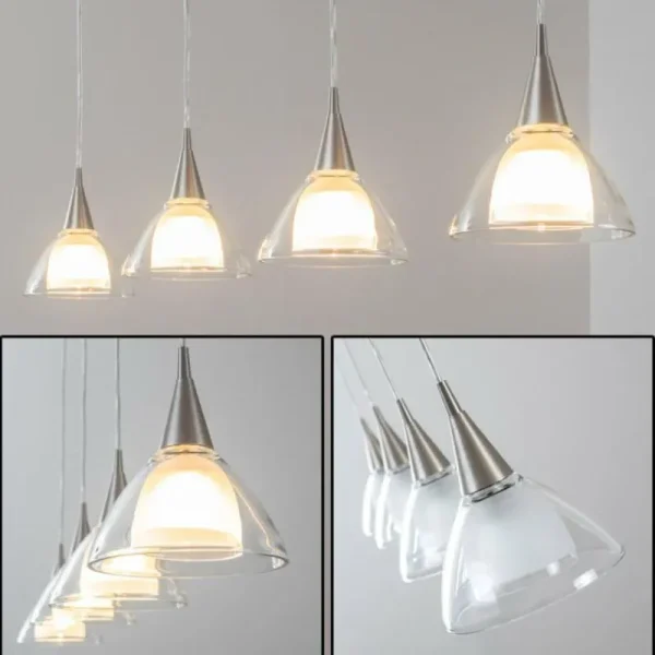 hofstein Suspension Masterlight Caterina LED Nickel mat, 4 lumières* Lampes En Verre