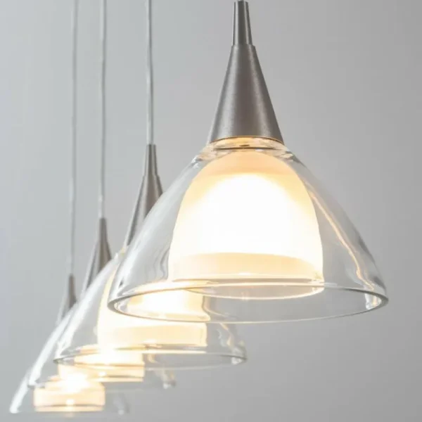 hofstein Suspension Masterlight Caterina LED Nickel mat, 4 lumières* Lampes En Verre