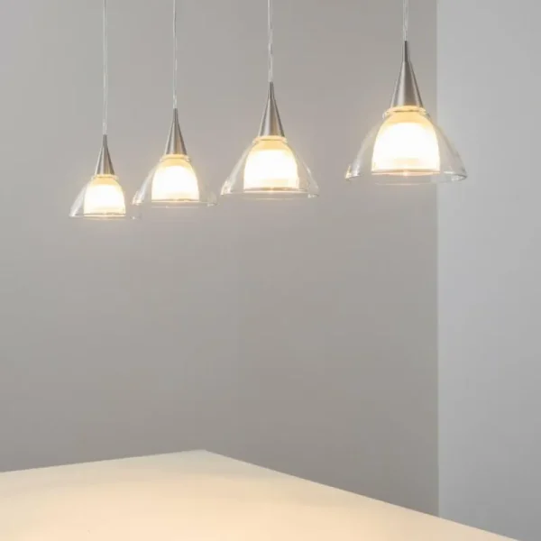 hofstein Suspension Masterlight Caterina LED Nickel mat, 4 lumières* Lampes En Verre