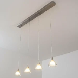hofstein Suspension Masterlight Caterina LED Nickel mat, 4 lumières* Lampes En Verre