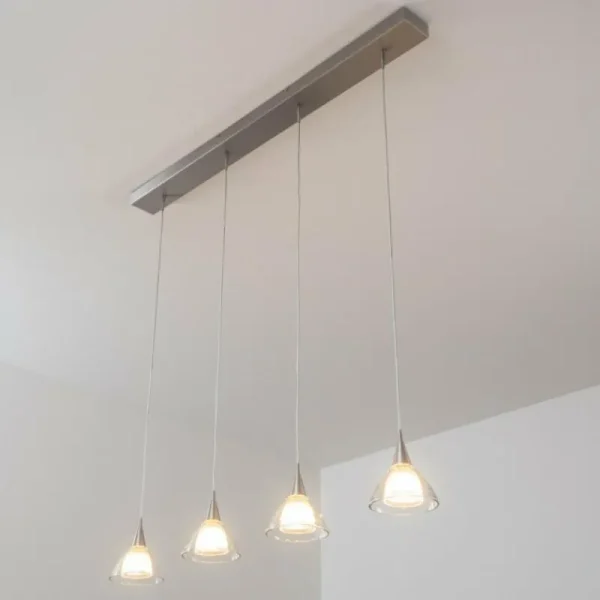 hofstein Suspension Masterlight Caterina LED Nickel mat, 4 lumières* Lampes En Verre
