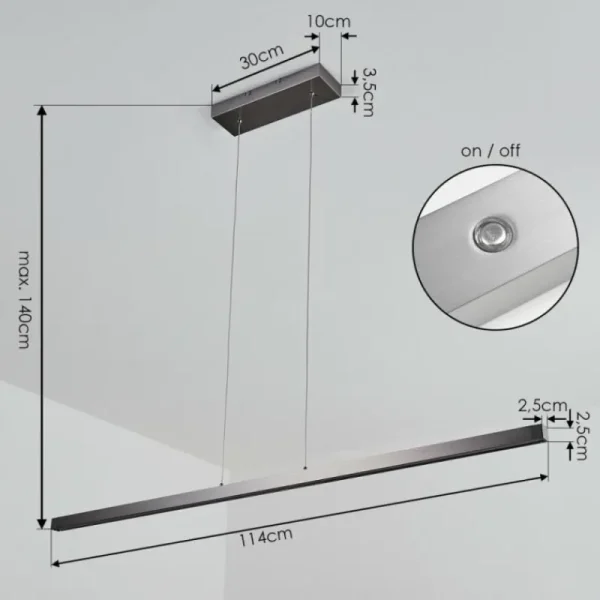 hofstein Suspension Mattawan LED Nickel mat, 1 lumière* Lampes Modernes