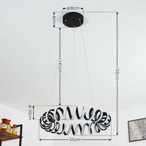hofstein Suspension Maziwa LED Noir, Blanc, 1 lumière* Lampes Modernes