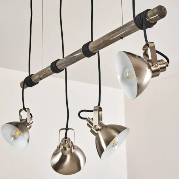 hofstein Suspension Medolden Brun, Nickel mat, 4 lumières* Lampes Modernes
