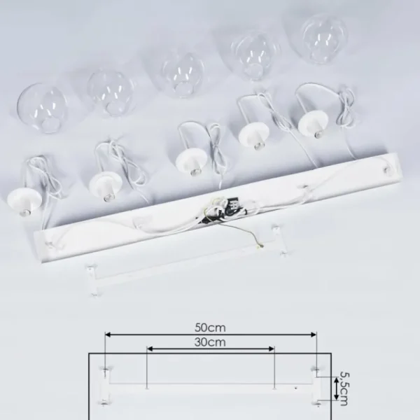 hofstein Suspension Mesas Blanc, 5 lumières* Lampes En Verre