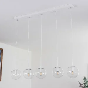 hofstein Suspension Mesas Blanc, 5 lumières* Lampes En Verre