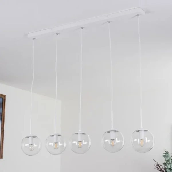 hofstein Suspension Mesas Blanc, 5 lumières* Lampes En Verre