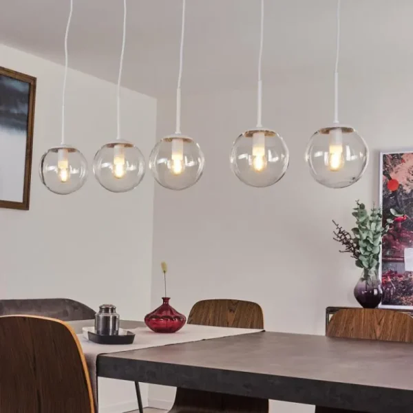 hofstein Suspension Mesas Blanc, 5 lumières* Lampes En Verre