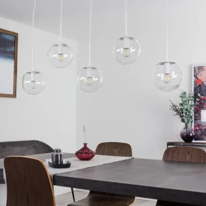 hofstein Suspension Mesas Blanc, 5 lumières* Lampes En Verre