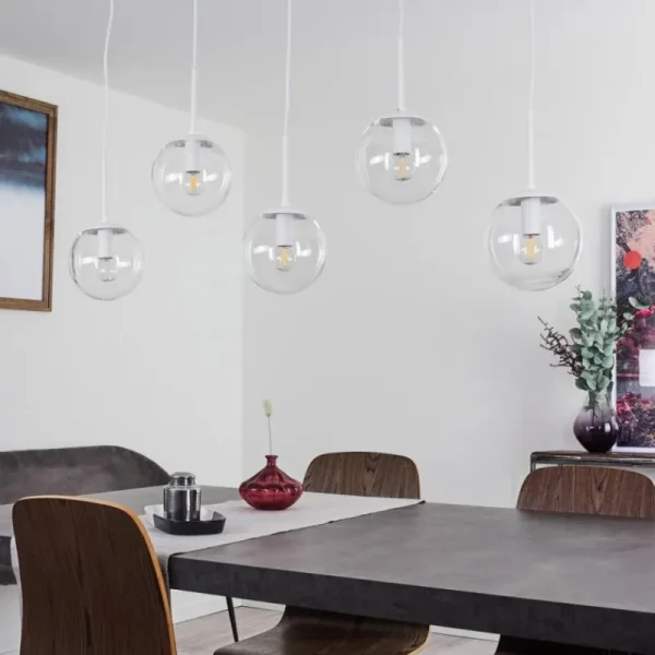 hofstein Suspension Mesas Blanc, 5 lumières* Lampes En Verre