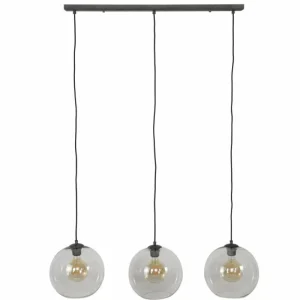 hofstein Suspension Minhe Argent Oxydé, 3 lumières* Lampes En Verre
