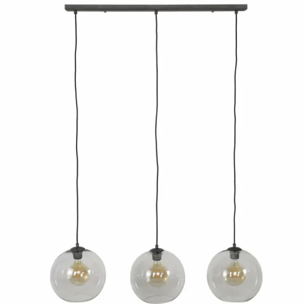 hofstein Suspension Minhe Argent Oxydé, 3 lumières* Lampes En Verre
