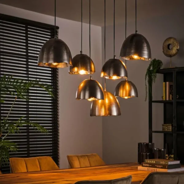 hofstein Suspension Mirror Nickel mat, Noir, 7 lumières* Lampes Modernes