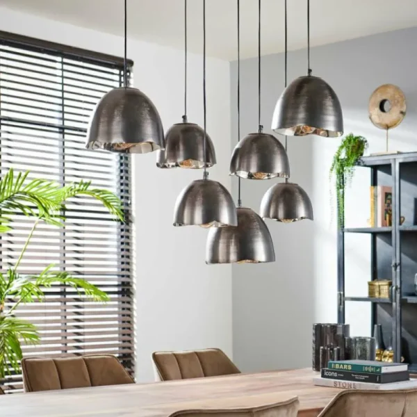 hofstein Suspension Mirror Nickel mat, Noir, 7 lumières* Lampes Modernes