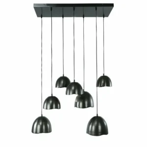 hofstein Suspension Mirror Nickel mat, Noir, 7 lumières* Lampes Modernes