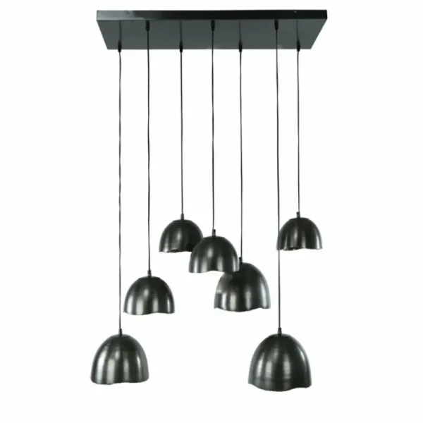 hofstein Suspension Mirror Nickel mat, Noir, 7 lumières* Lampes Modernes
