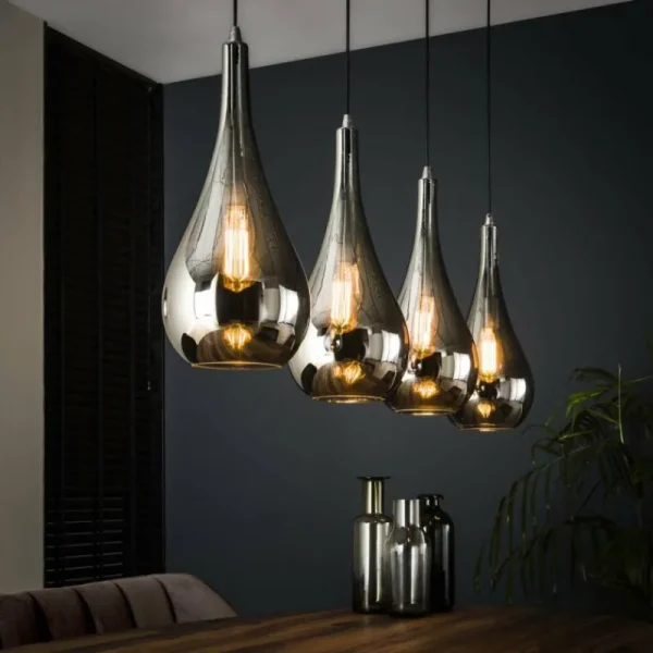 hofstein Suspension Missirola Argenté, 4 lumières* Lampes En Verre