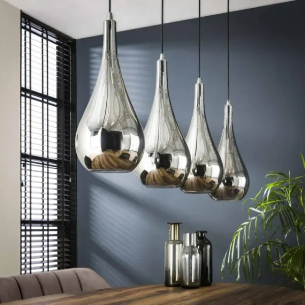 hofstein Suspension Missirola Argenté, 4 lumières* Lampes En Verre