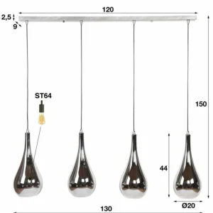 hofstein Suspension Missirola Argenté, 4 lumières* Lampes En Verre