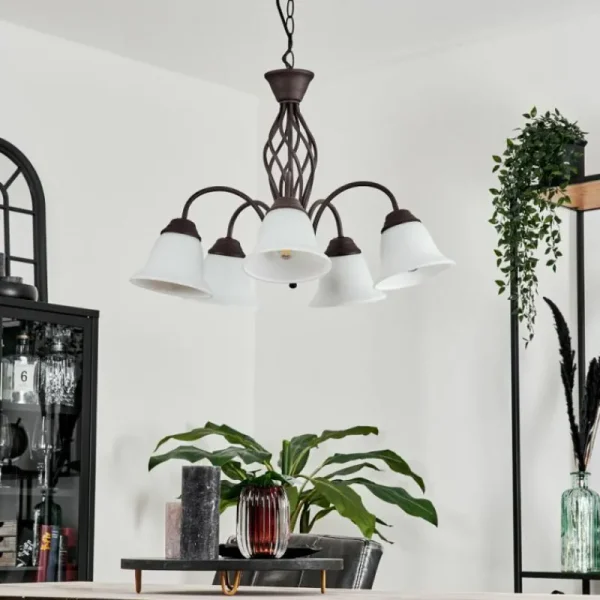 hofstein Suspension Mosquerito Rouille, 5 lumières* Lampes En Verre