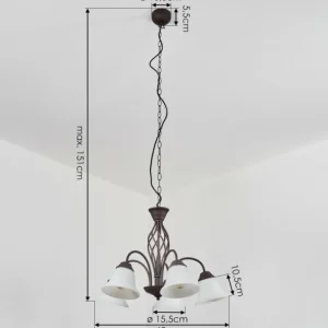 hofstein Suspension Mosquerito Rouille, 5 lumières* Lampes En Verre