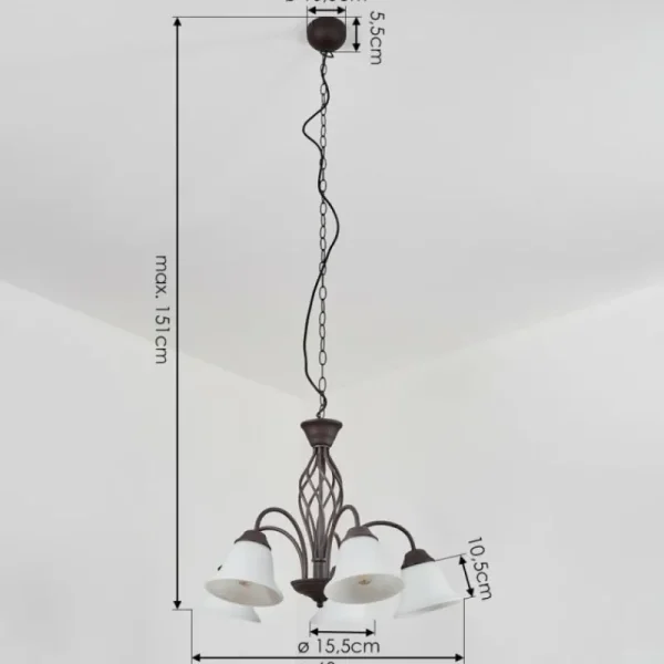 hofstein Suspension Mosquerito Rouille, 5 lumières* Lampes En Verre